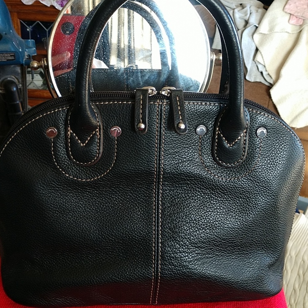 Tignanello Black Leather Satchel